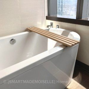 Bathtub wood caddy tray